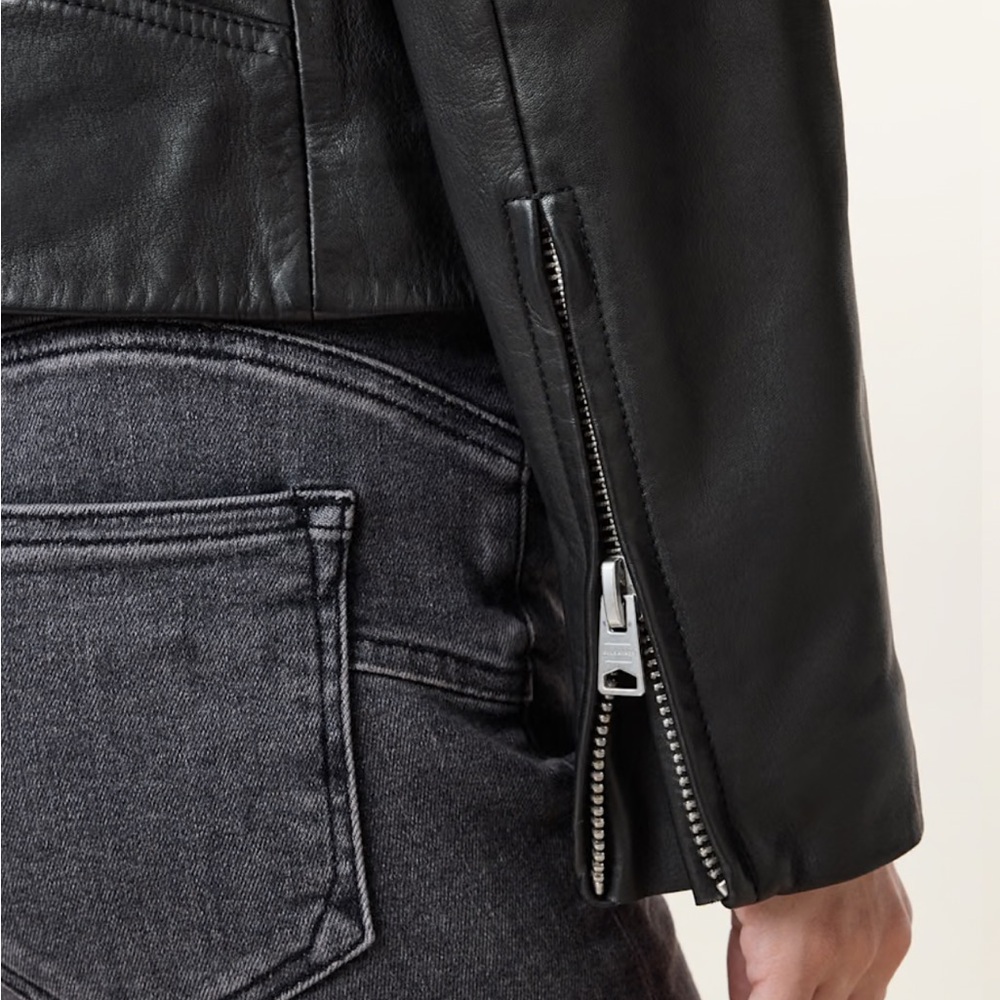 Women's Black Leather Jacket - Picture 5 of 11